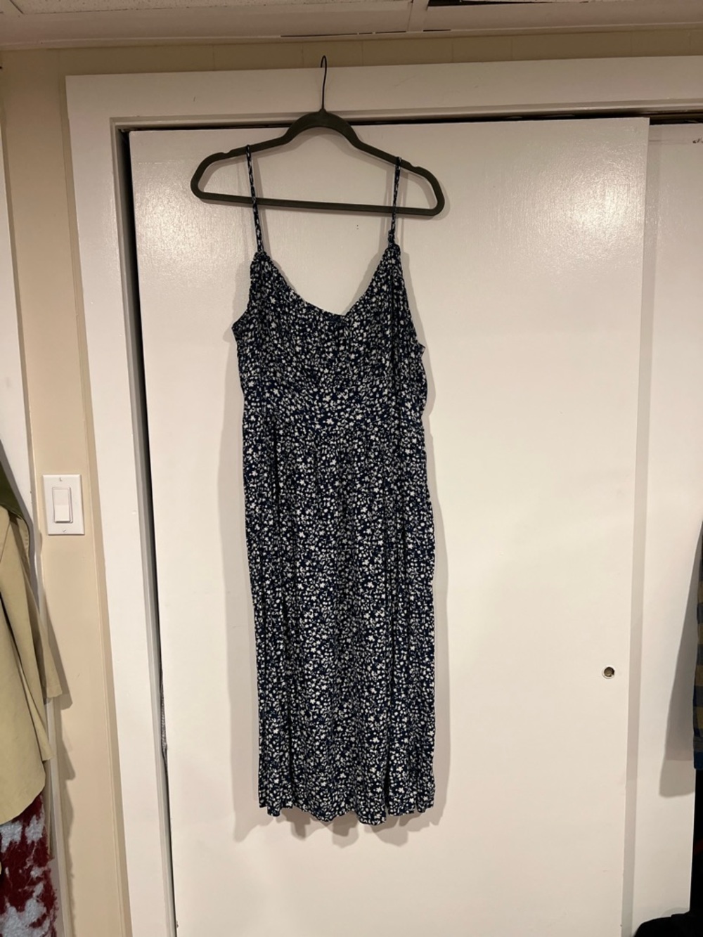 Old Navy Navy Floral Midi Slip Dress